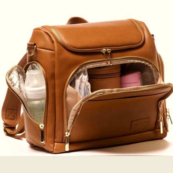 brown leather diaper bag backpack Freshly Picked Classic II every pocket has a purpose Diaper Bag Backpack Leather -